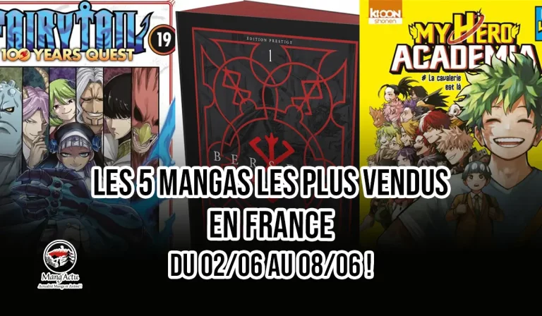 Les 5 mangas les plus vendus en France du 02/06 au 08/06 !