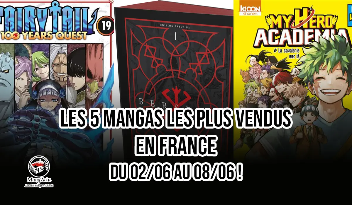 Les 5 mangas les plus vendus en France du 02/06 au 08/06 ! 1 Top ventes france 17 23 18