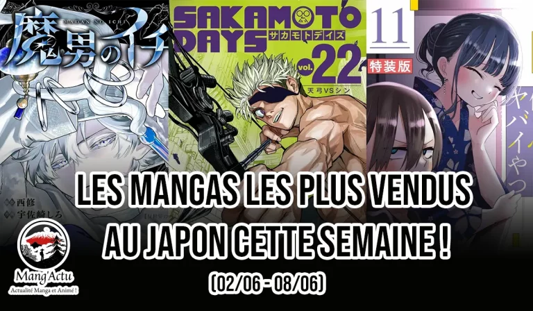 Top 10 séries mangas au Japon du 02/06 au 08/06 !