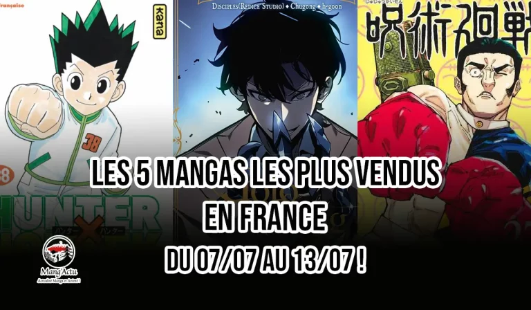 Les 5 mangas les plus vendus en France du 07/06 au 13/07 !