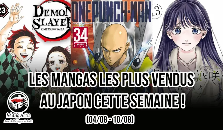 Top 10 séries mangas au Japon du 04/08 au 10/08 !